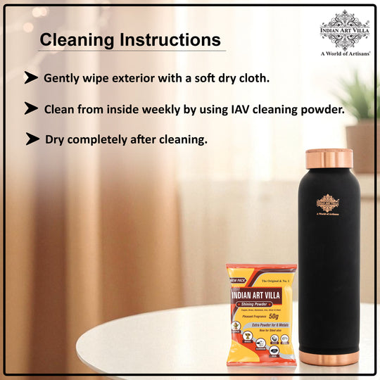 Pure Copper Water Bottle with Soft Silk  Finish Color-900 ML