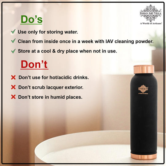 Pure Copper Water Bottle with Soft Silk  Finish Color-900 ML