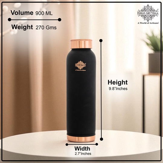 Pure Copper Water Bottle with Soft Silk  Finish Color-900 ML