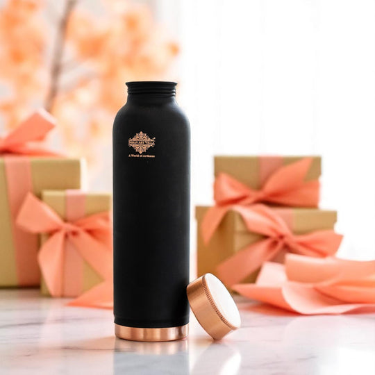 Pure Copper Water Bottle with Soft Silk  Finish Color-900 ML