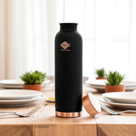 Pure Copper Water Bottle with Soft Silk  Finish Color-900 ML