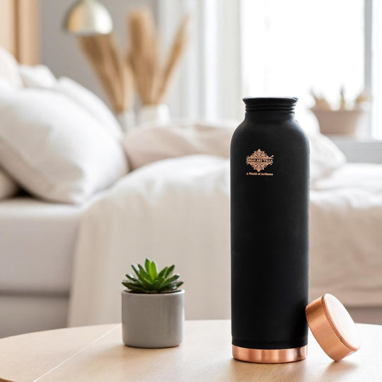 Pure Copper Water Bottle with Soft Silk  Finish Color-900 ML