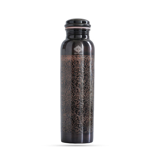Pure Copper Water Bottle with Embossed Design