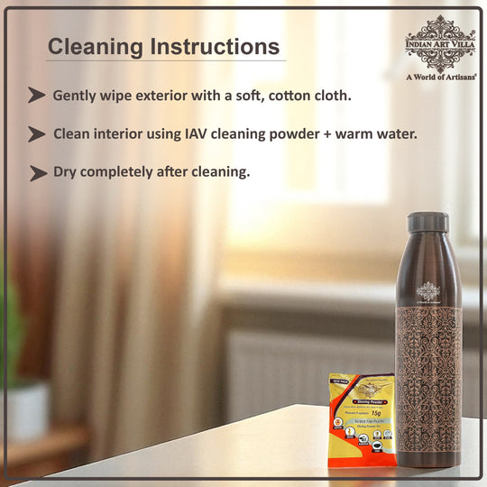 Pure Copper Bottle with Antique Dark Embossed Design, 900ml