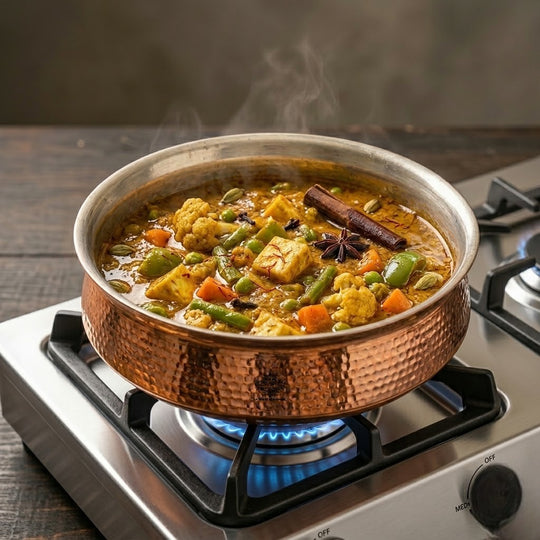 Pure Copper Hammered Lagan Handi  With Tin Lining For Cooking