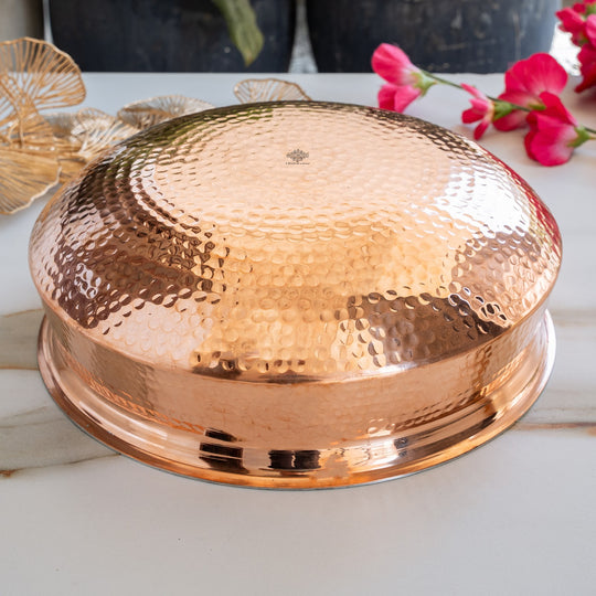 Pure Copper Hammered Lagan Handi  With Tin Lining For Cooking