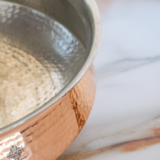 Pure Copper Hammered Lagan Handi  With Tin Lining For Cooking