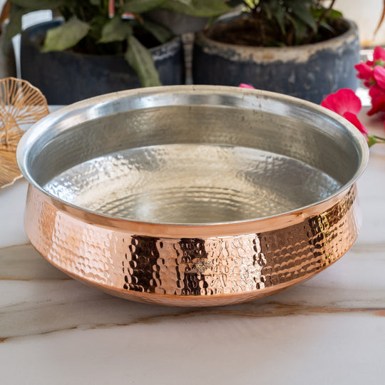Pure Copper Hammered Lagan Handi With Tin Lining For Cooking — Indian Art Villa