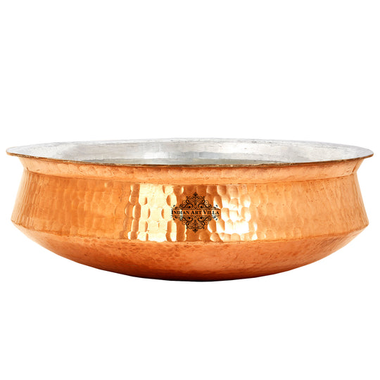 Pure Copper Hammered Lagan Handi  With Tin Lining For Cooking
