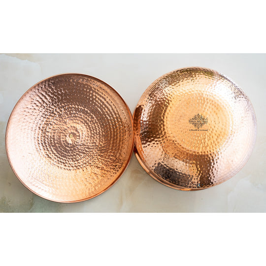 Handi by Indian Art Villa made of hammered copper and tin lining ideal for traditional cooking or buffet presentations