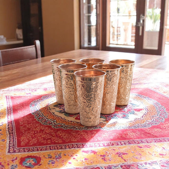 Copper glass embossed design 350ml