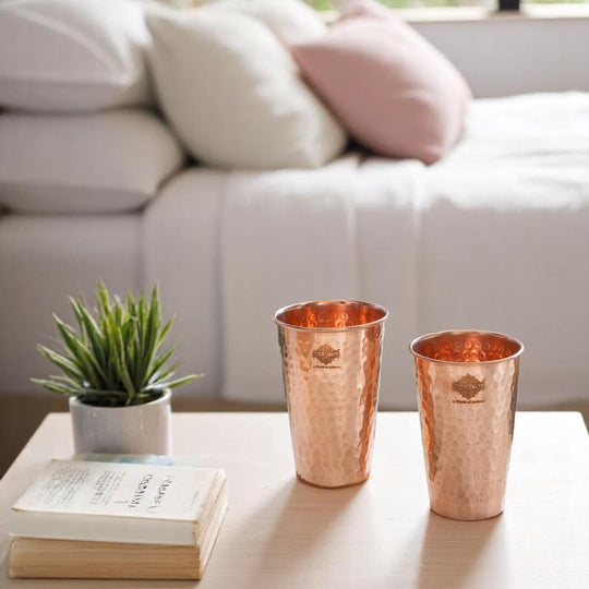 Pure Copper tumbler Glass Cup, Designer Small, 350 ML