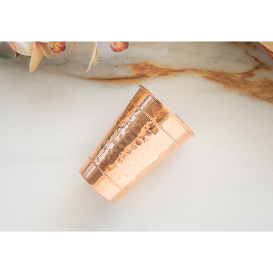 Copper hammered glass for daily hydration