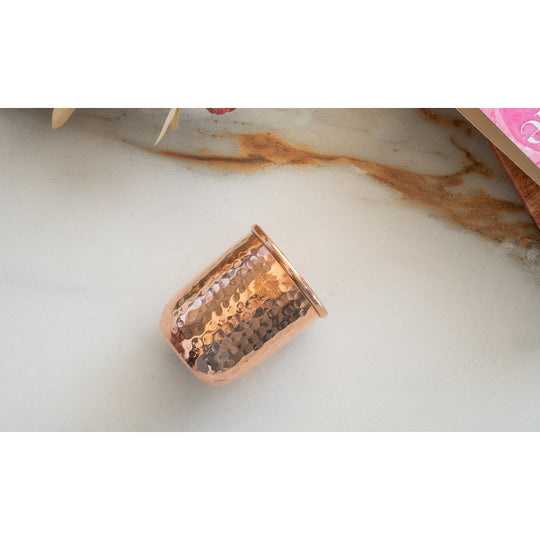 Pure Copper Round Hammered Design Glass 275 ML