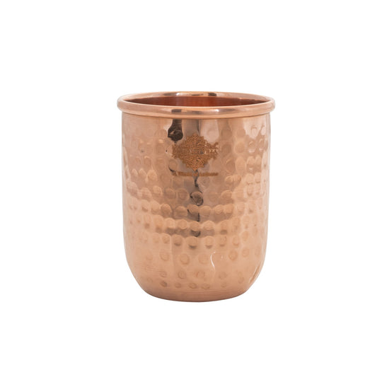 Pure Copper Round Hammered Design Glass 275 ML
