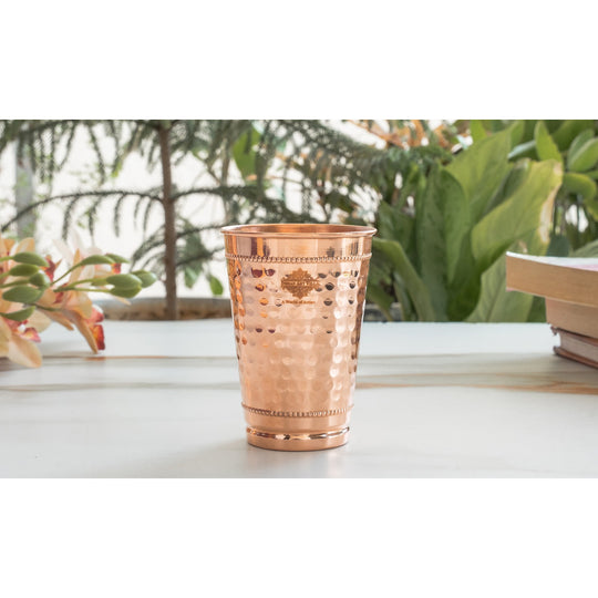 Pure copper water glass embossed style
