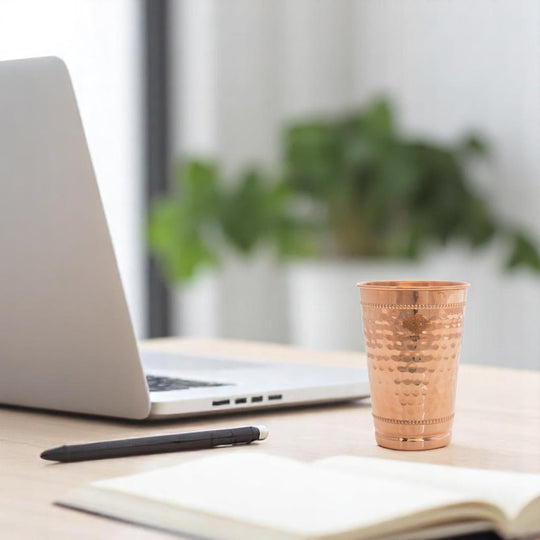 Copper Hammered Design Glass with 2 Rings 400 ML
