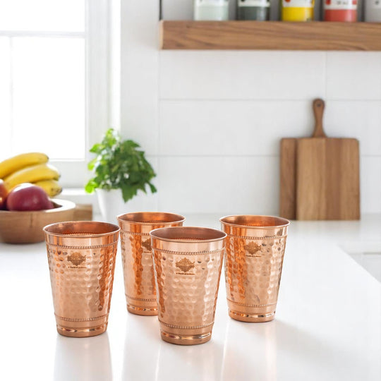 Premium hammered copper drinking glass