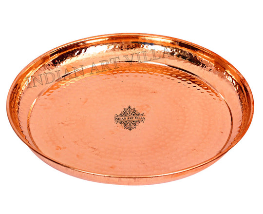 Hammered Copper Dinner Plate Thali – 28 cm