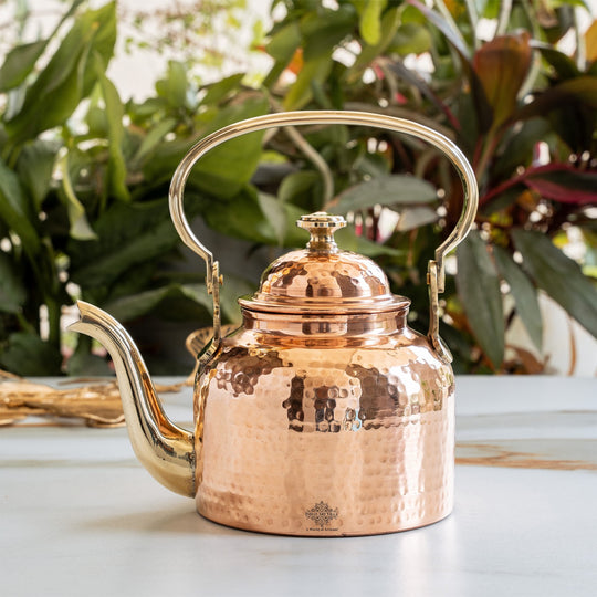 Pure Copper Mughlai Tea Pot with Inner Lining