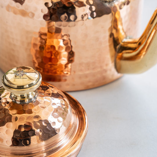 Pure Copper Mughlai Tea Pot with Inner Lining