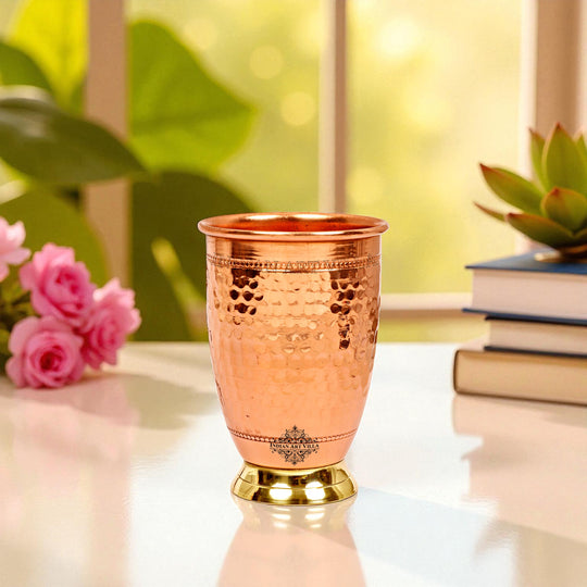 Hammered finish copper glass for drinking water