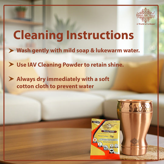 Pure Copper Glass With Half Lecquer Hammered & Shine Design 400 ML