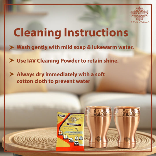 Pure Copper Glass With Half Lecquer Hammered & Shine Design 400 ML