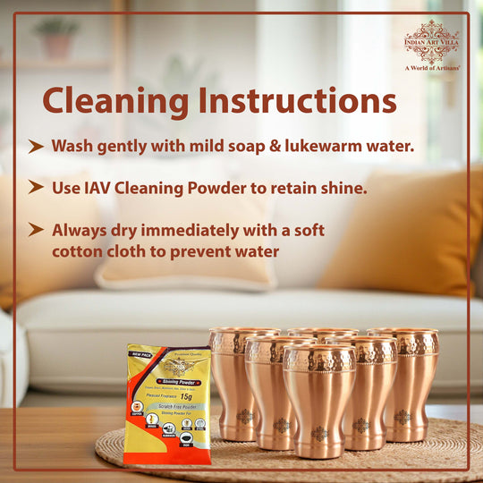 Pure Copper Glass With Half Lecquer Hammered & Shine Design 400 ML