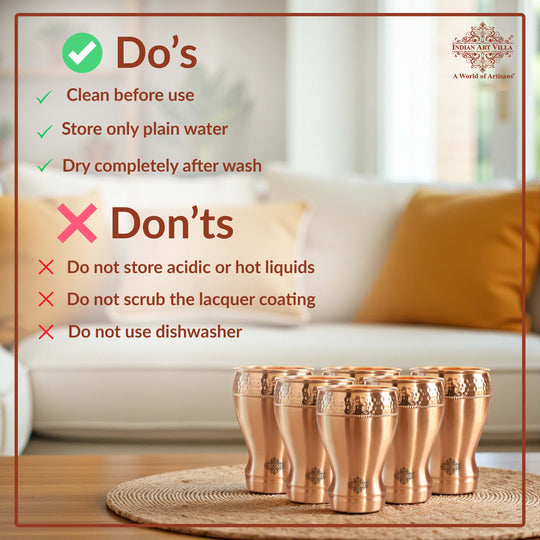 Pure Copper Glass With Half Lecquer Hammered & Shine Design 400 ML