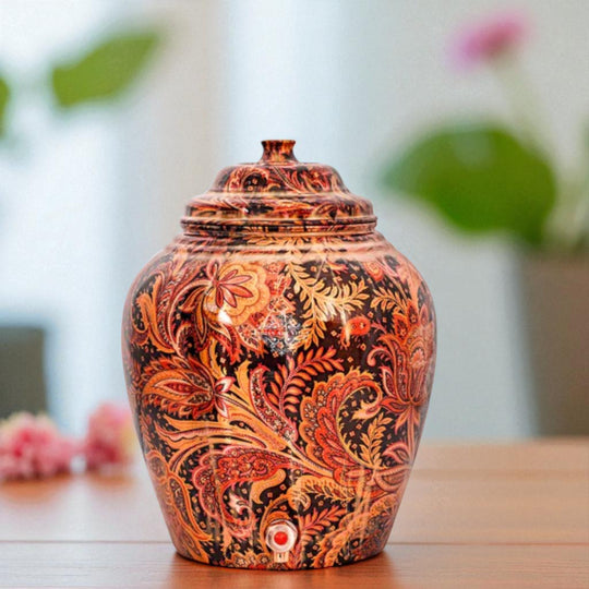 5 litre round copper matka with stand complete set in packaging – copper matka 5 litre price