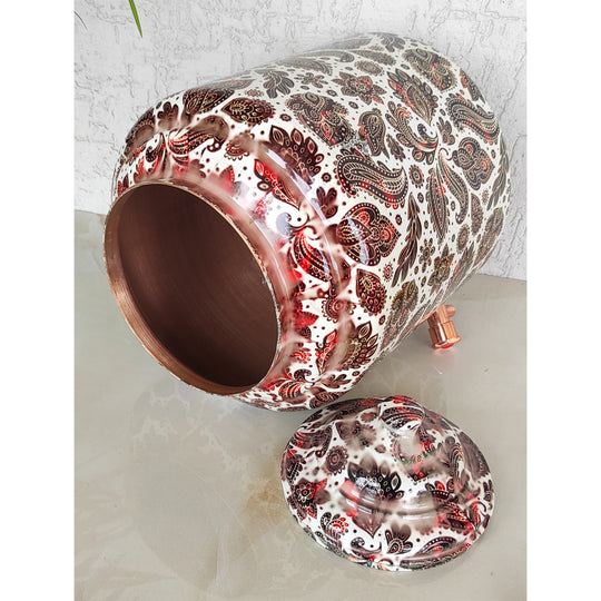 Copper Printed Water Pot with Scarlet Paisley – 13 L