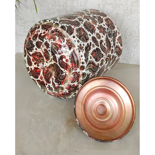 Copper Printed Water Pot with Scarlet Paisley – 13 L