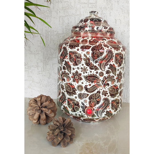 Copper Printed Water Pot with Scarlet Paisley – 13 L