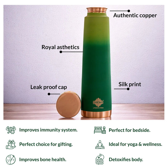 Pure Copper Bottle with Pyramid Shape and Eye-Catching Colors  800 ML