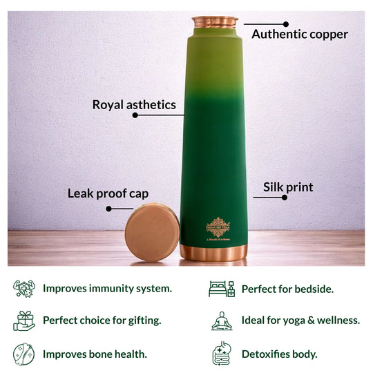 Pure Copper Bottle with Pyramid Shape and Eye-Catching Colors – 800 ML