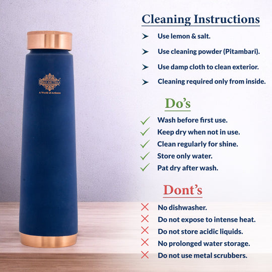 Personalized Copper Pyramid Shape Silk Finish Water Bottle