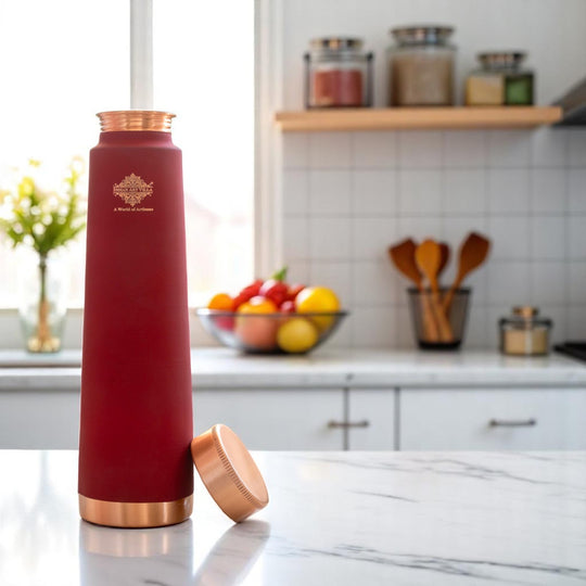 Pure Copper Bottle with Pyramid Shape Silk Finish Design – 800 ML