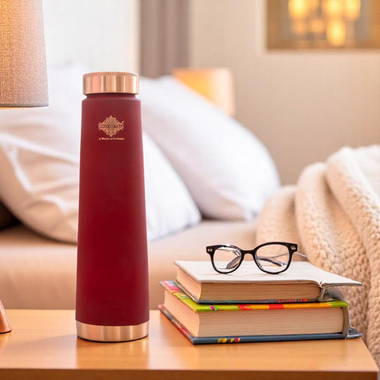 Pure Copper Bottle with Pyramid Shape Silk Finish Design – 800 ML