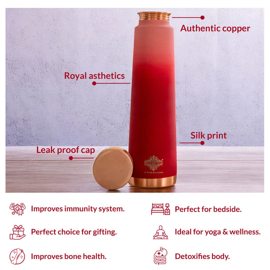 Pure Copper Bottle with Pyramid Shape and Eye-Catching Colors – 800 ML