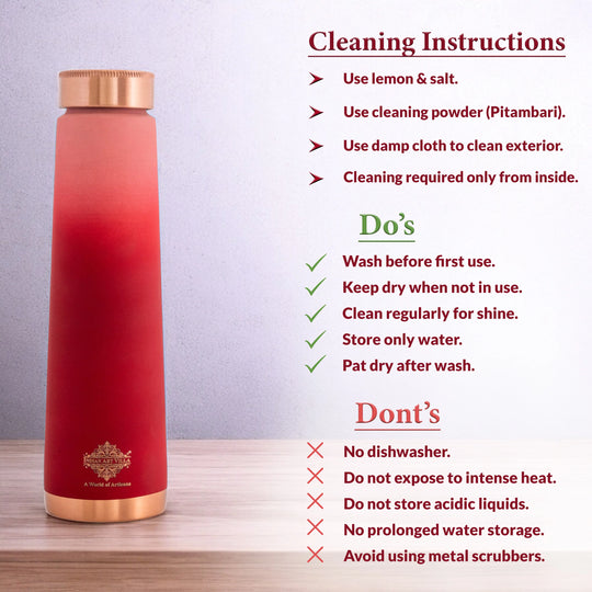 Pure Copper Bottle with Pyramid Shape and Eye-Catching Colors  800 ML