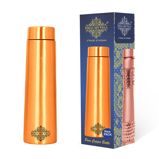 Shiny lacquer finish and pyramid shape define this handcrafted 900ML pure copper bottle by Indian Art Villa