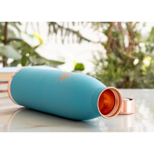 Pure Copper Bottle with Lacquer Coated Silk Finish Design, 900 ML