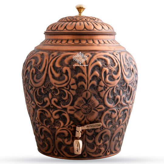 5 litre round copper water dispenser with tap at workplace pantry – copper matka 5 litre price