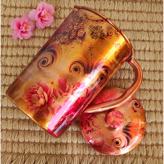 Pure Copper Jug with Red Paisley Print