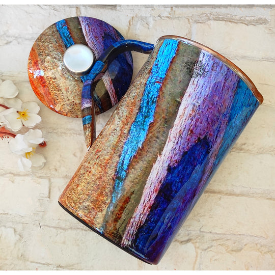 Pure Copper Jug with Red Paisley Print