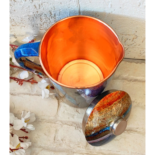 Pure Copper Jug with Red Paisley Print