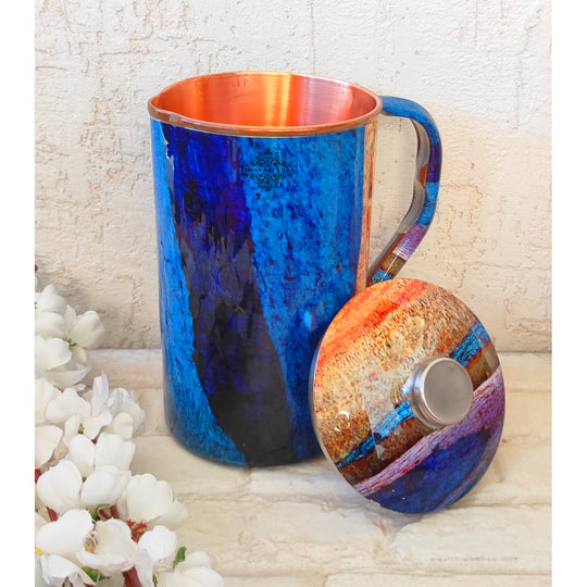 Pure Copper Jug with Red Paisley Print