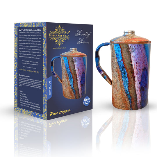 Pure Copper Jug with Red Paisley Print