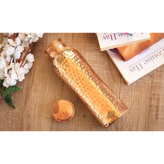 Pure Copper Bottle With Hammered Design